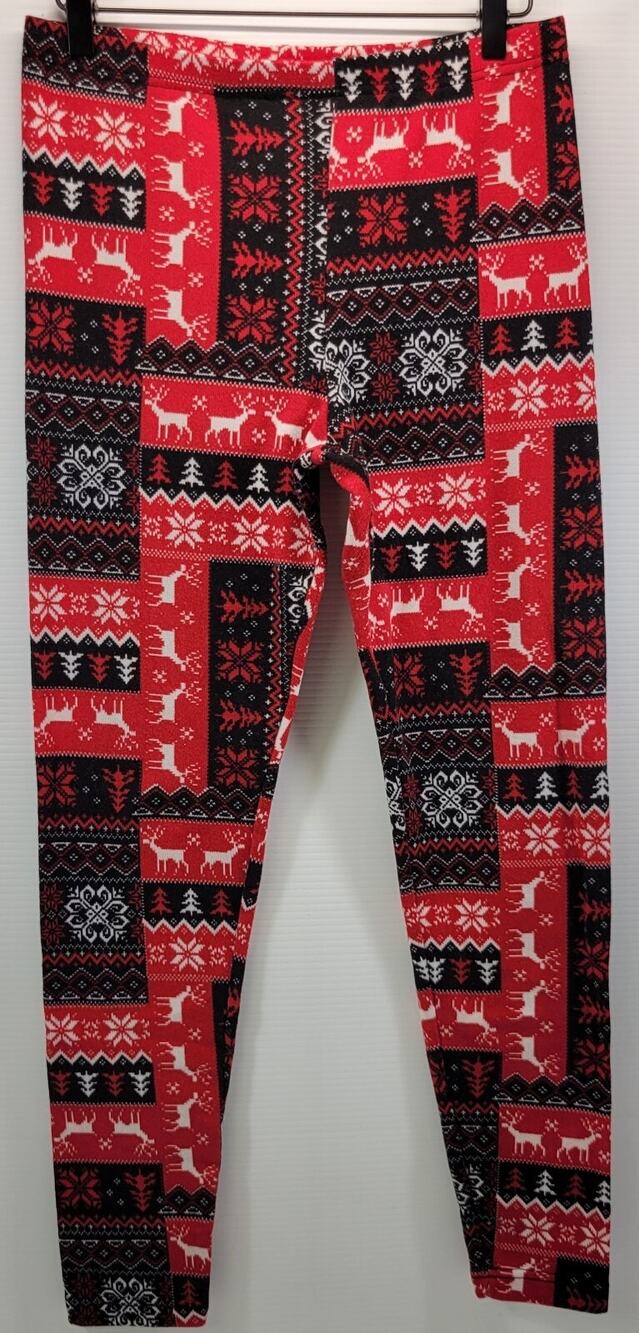 I3) Women Faded Glory Christmas Reindeer Snowflake Lounge Pajama Sweats M(8-10)